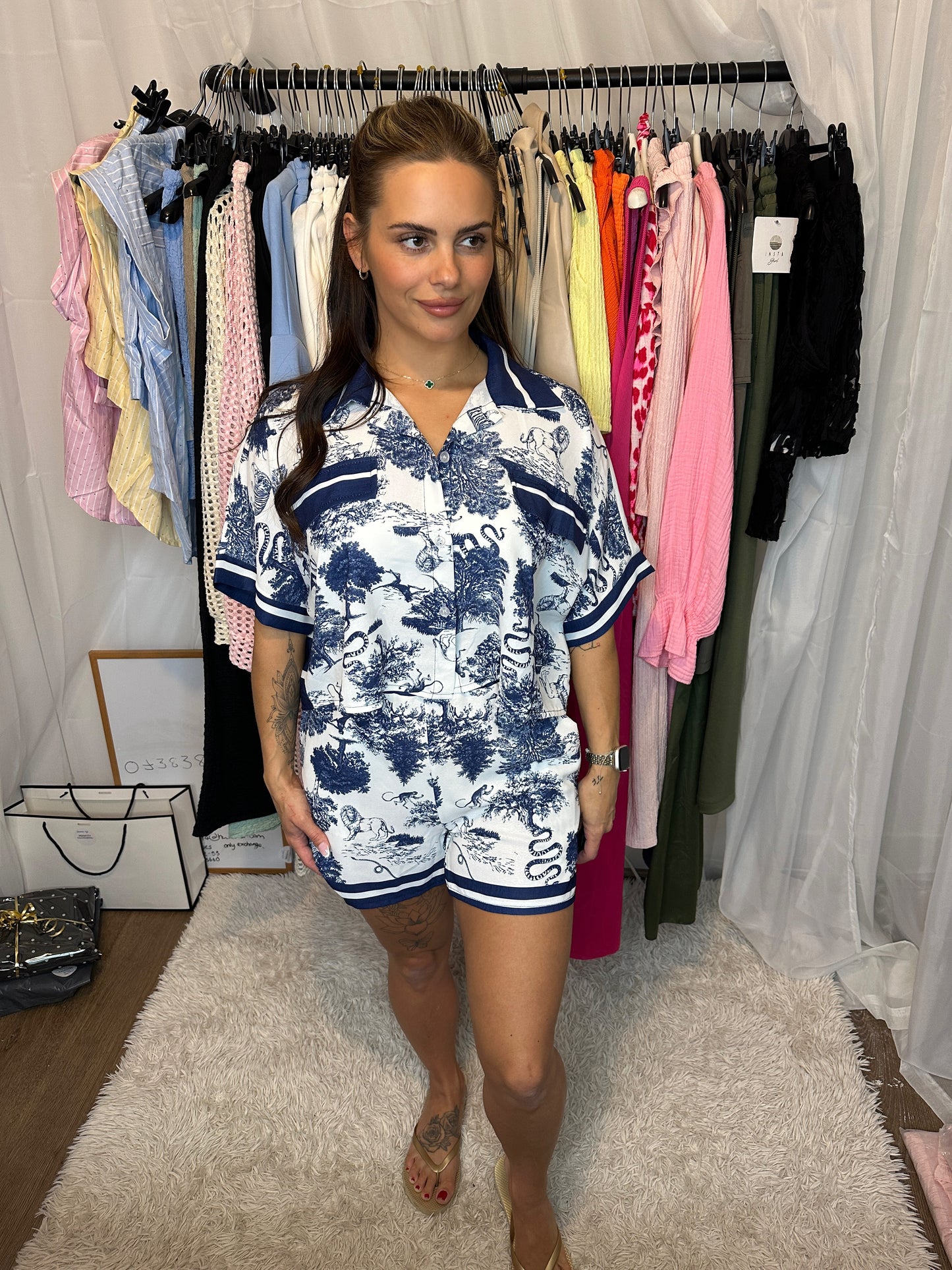 Forest Print Silk Feel Shorts Co-Ord (2 Colours)