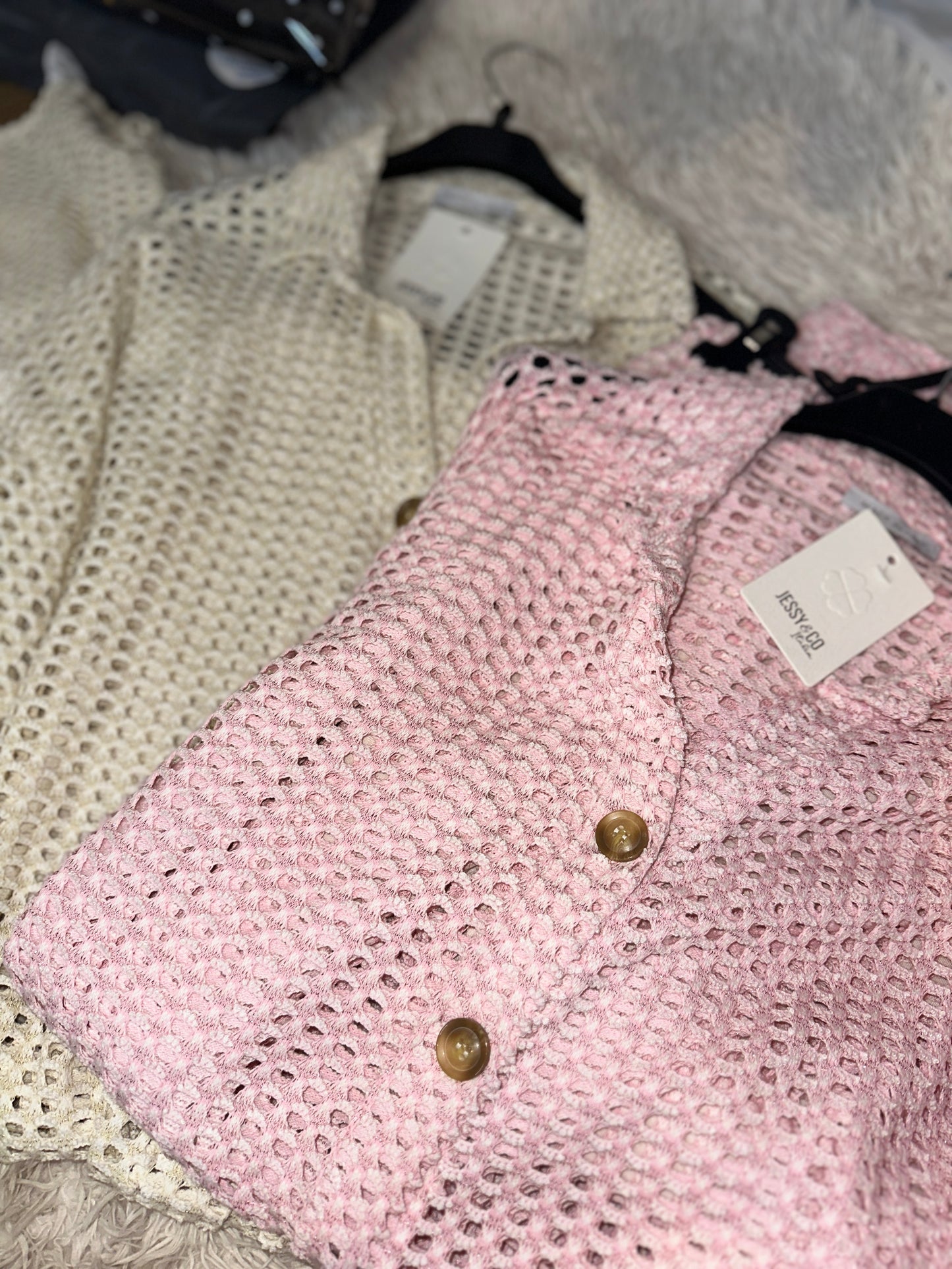 Crochet Button Up Top & Trouser Co-Ord (2 Colours)